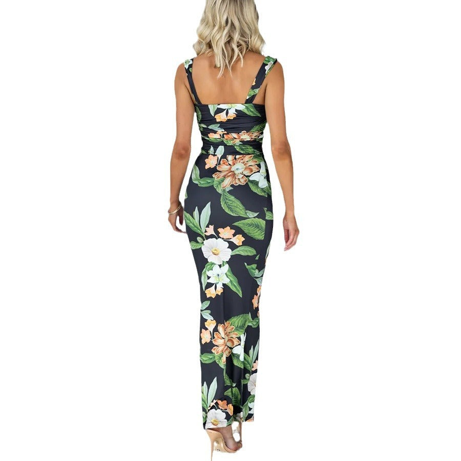 Printed Casual Stretch Sling Dress Women