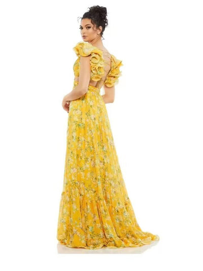 Women's Cut-out Ruffled Sleeveless Waist-controlled Large Hem Dress