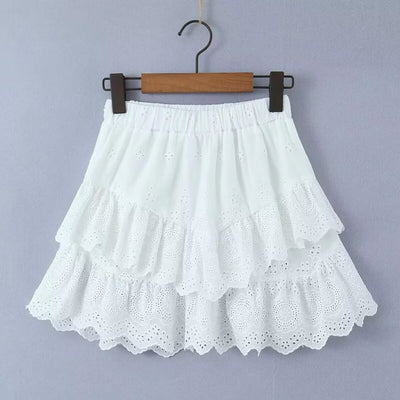 French Style Pure White Lace Skirt