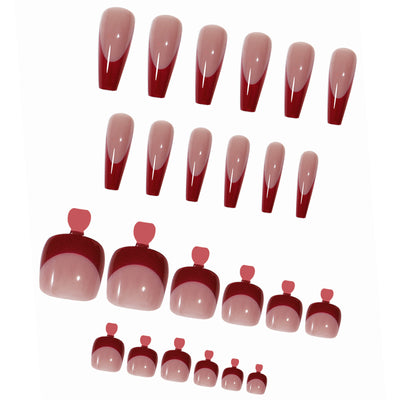 Nail Dressing Nail Bright Red Hand And Foot Patch Set