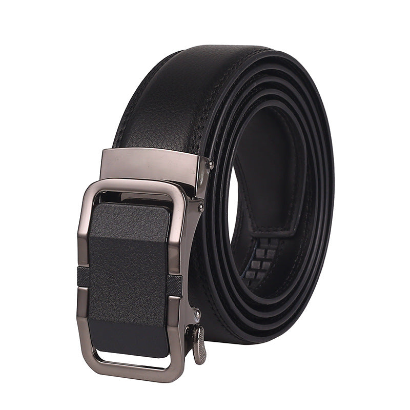 Men's Leather Automatic Buckle Two-layer Cowhide Embossed Belt