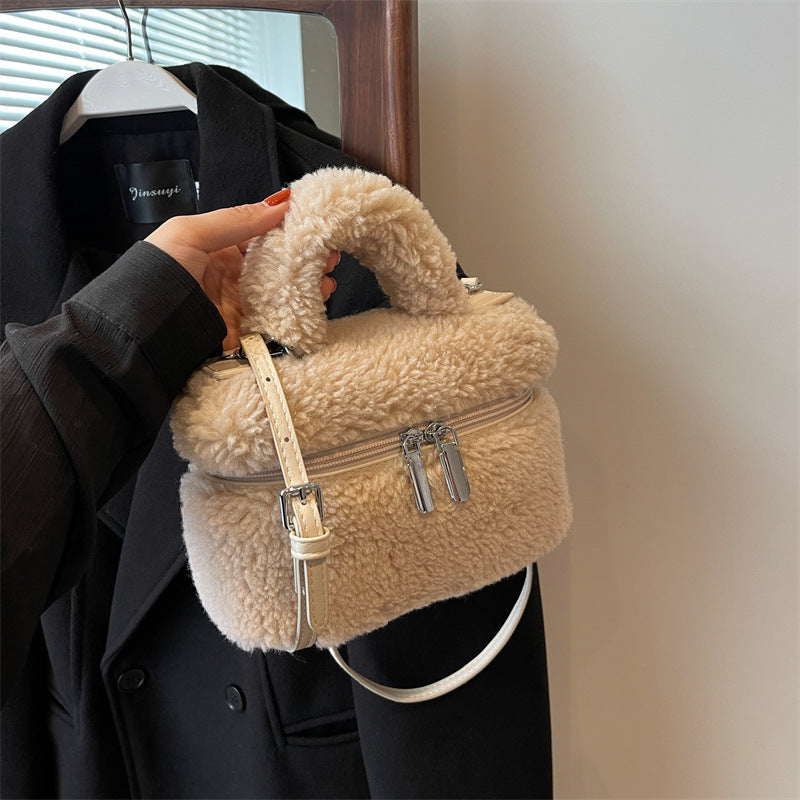 Autumn And Winter Lamb Wool Niche Popular Women's Bags Plush Portable