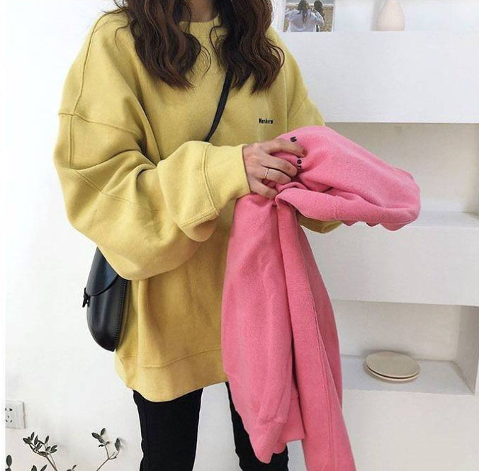 New Spring And Autumn Loose And Lazy Style Crew Neck Coat Long-sleeved Top