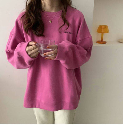 New Spring And Autumn Loose And Lazy Style Crew Neck Coat Long-sleeved Top